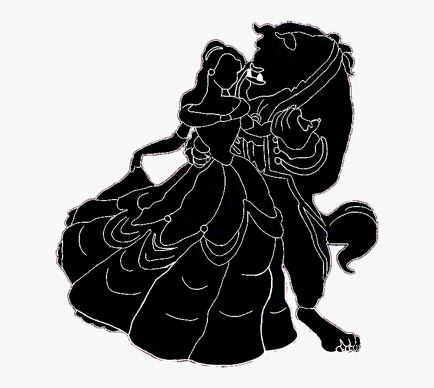 Belle Silhouette Beauty And The Beast Black And White Printable Beauty And The Beast Silhouette Hd Png Download Kindpng