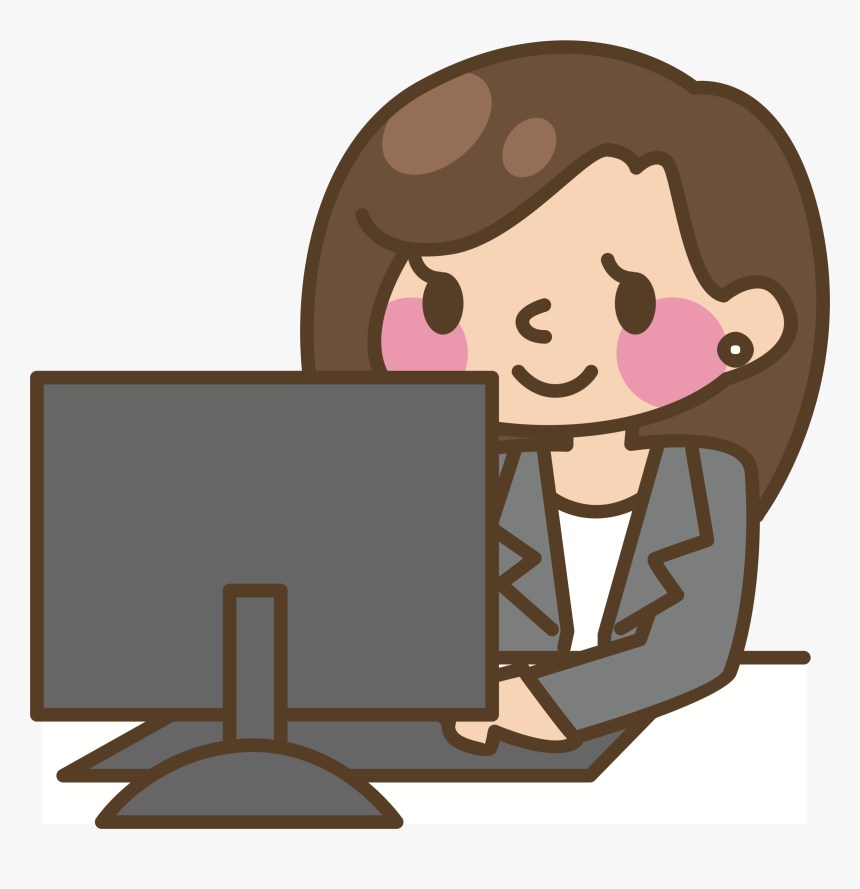 Transparent Girl Writing Clipart Typing On Computer Cartoon Hd