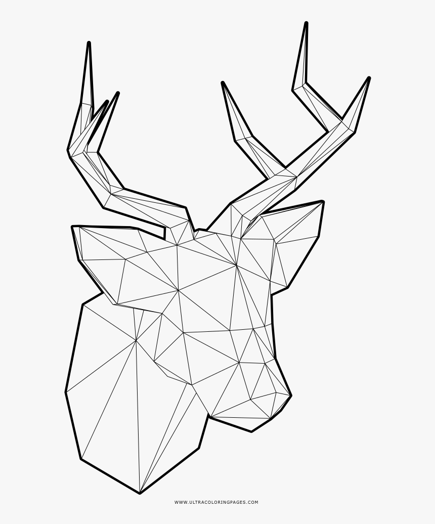 Low Poly Deer Coloring Page - Sketch, HD Png Download, Free Download