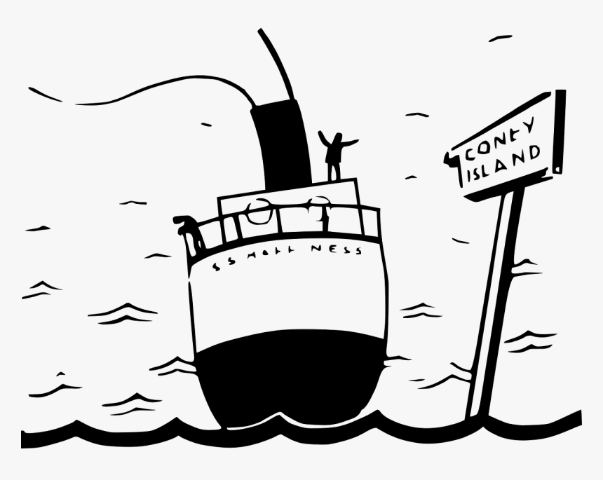 Cruise Ship Cruise Water Free Picture - Black And White Cartoon Of A Ship, HD Png Download, Free Download