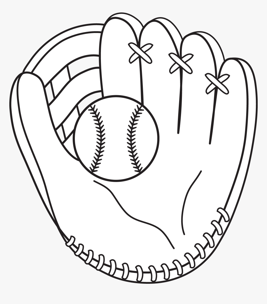 Colorable Baseball And Mitt - Easy To Draw Softball Glove, HD Png Download, Free Download