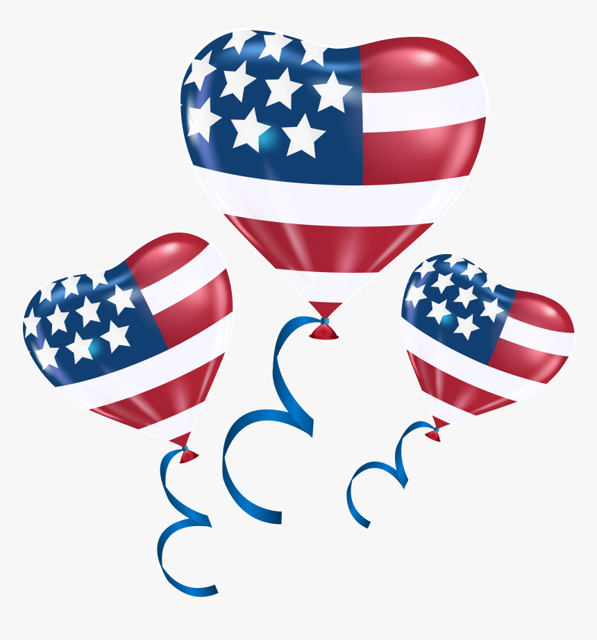 Usa Heart Balloons Png Clip Art Image Happy 4th Of - Transparent 4th Of July Clipart, Png Download, Free Download