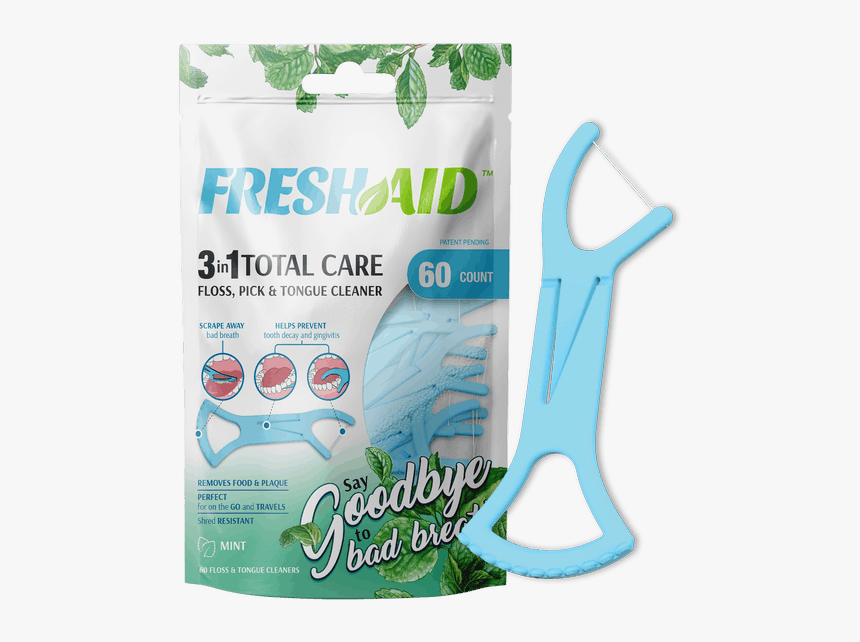 Floss Pick With Tongue Scraper Fresh Aid - Laundry Supply, HD Png Download, Free Download