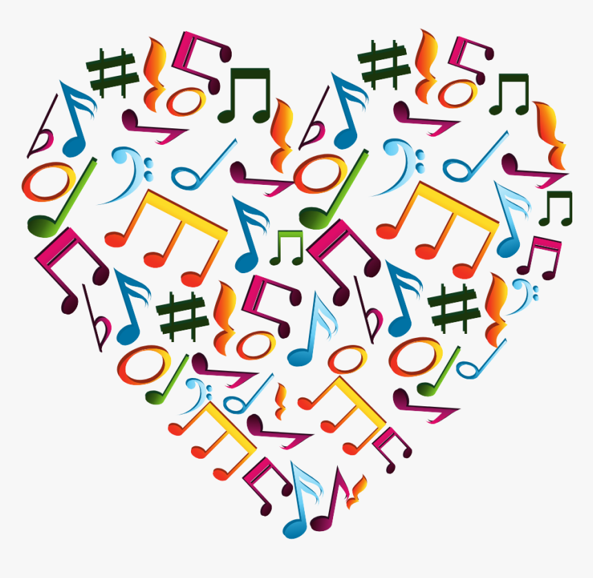 Colorful Music Notes Heart, HD Png Download, Free Download
