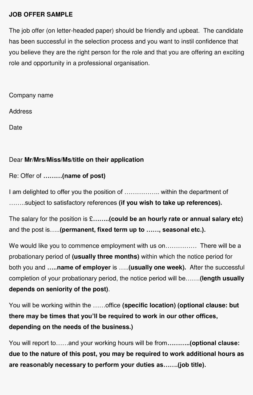 Sample Company Offer Letter Format Main Image - Performance Appraisal Objectives Sample, HD Png Download, Free Download