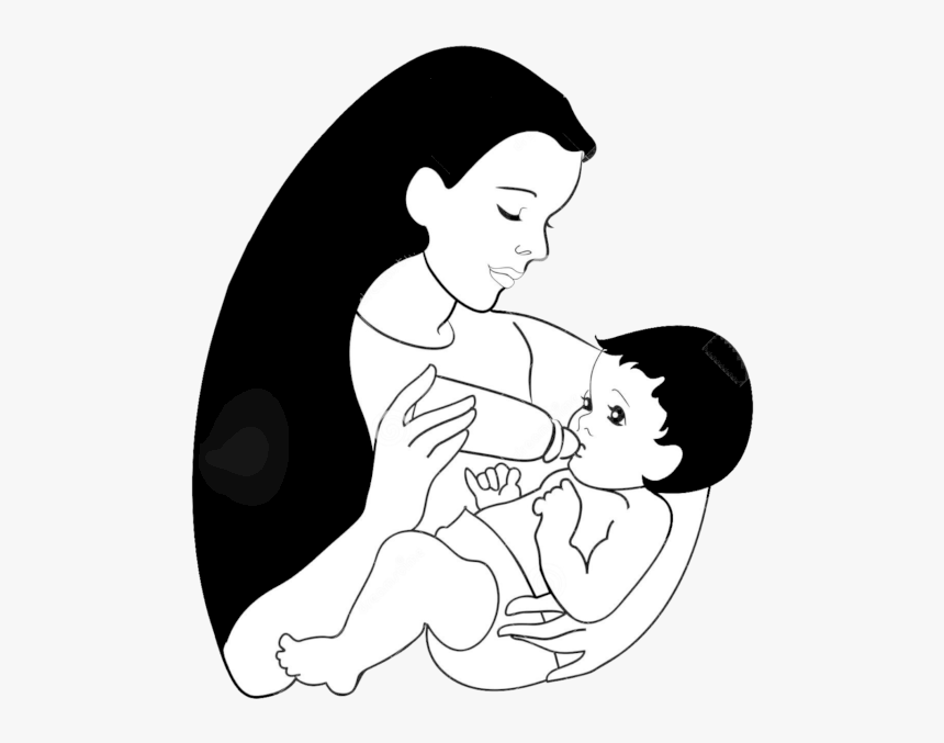 Mom And Baby Png Free Download - Black And White Mother And Baby, Transparent Png, Free Download