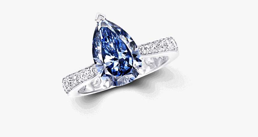 11 Ct Pear Shape Fancy Deep Blue Diamond Ring With - Blue Diamond Engagement Rings, HD Png Download, Free Download