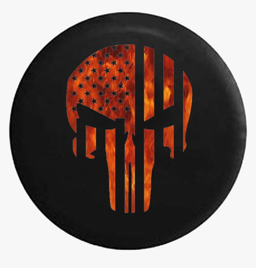 Tactical American Flag Patriot Skull Flames Fire - Circle, HD Png Download, Free Download