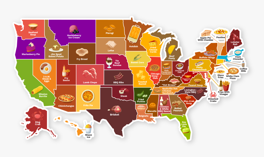 Top Must-try Food By State - States That Closed Gun Stores, HD Png Download, Free Download