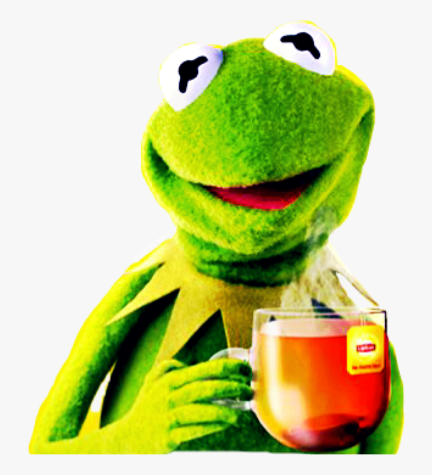 Kermitthefrog Kermit Lipton Icedtea Green Frog Sticker - Kermit The Frog Meme Black And White, HD Png Download, Free Download