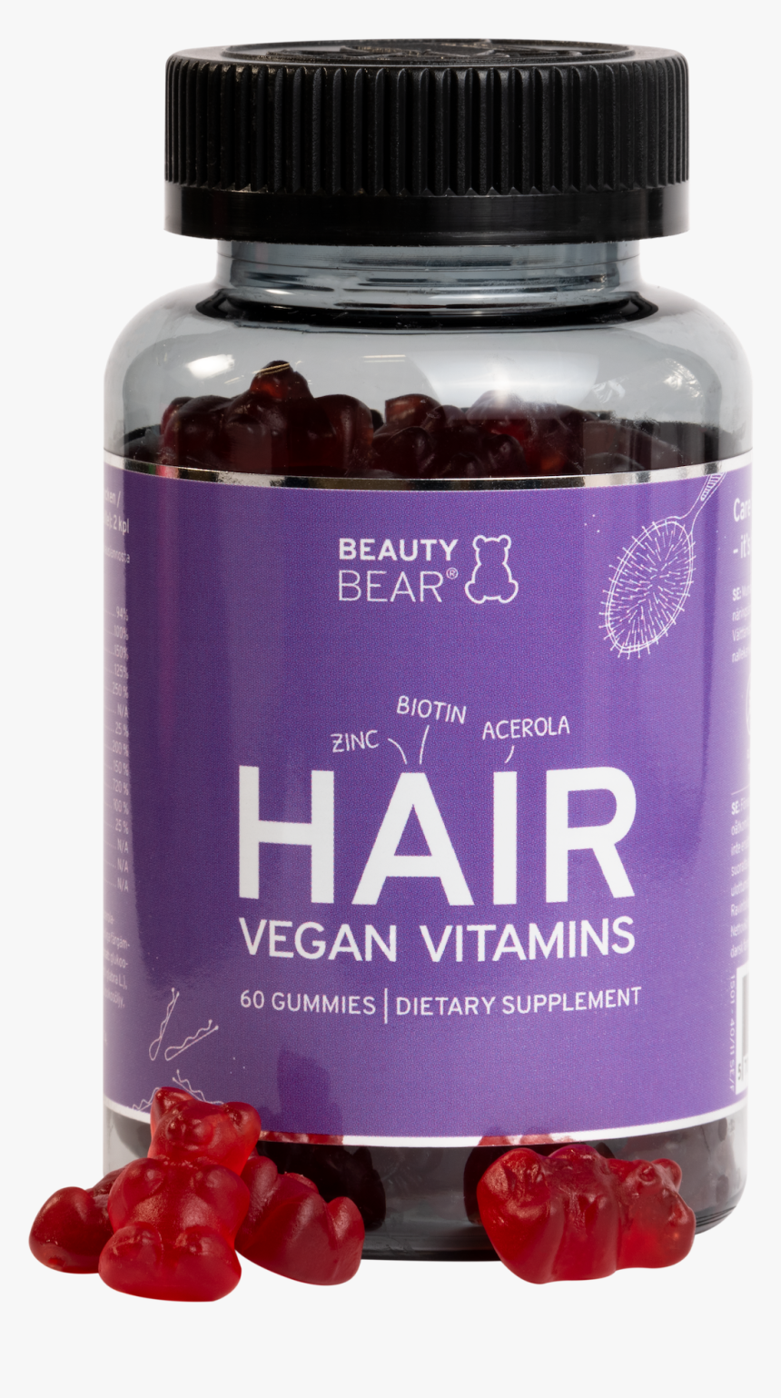 Hair Vegan Vitamins Beauty Bear, HD Png Download, Free Download
