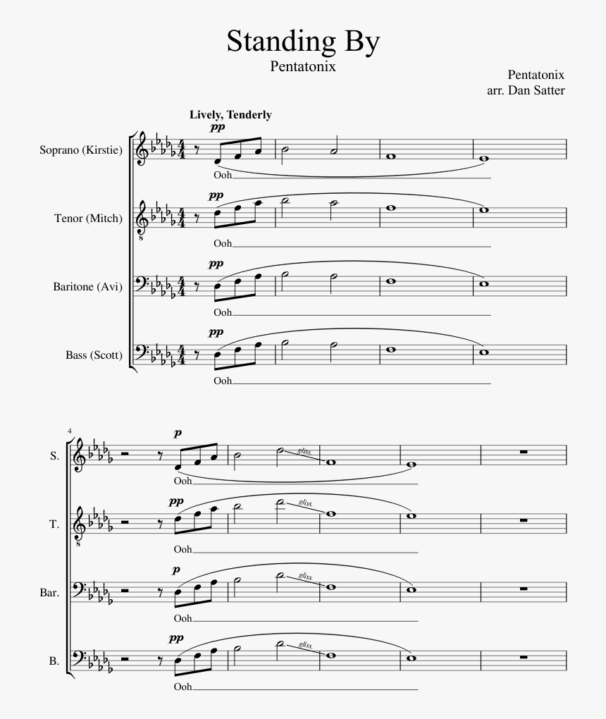 Standing By Sheet Music Composed By Pentatonix Arr - Horn Noten, HD Png Download, Free Download