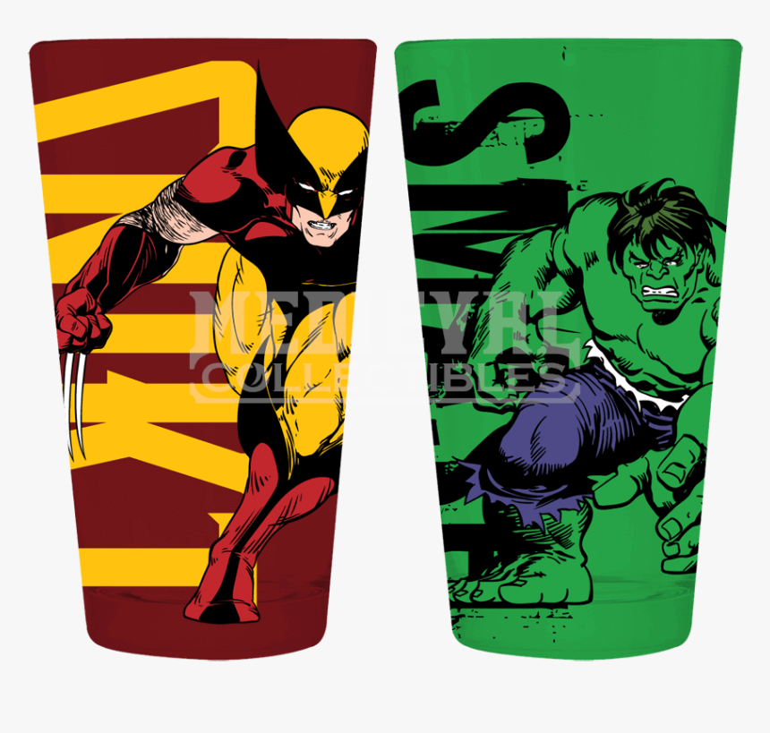 Marvel Wolverine And Hulk Pint Set - Marvel Comics, HD Png Download, Free Download