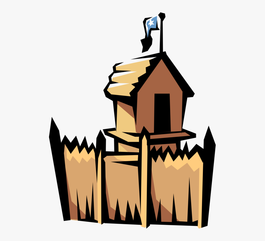 Vector Illustration Of Old West Wilderness Fort Fortification - Fort Clip Art, HD Png Download, Free Download