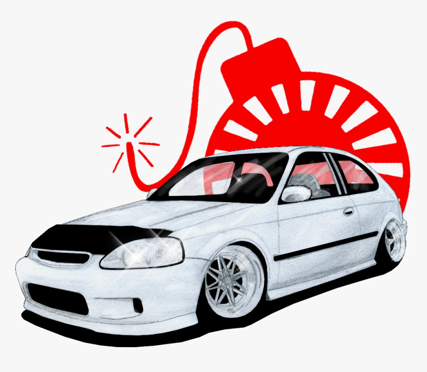 Honda Drawing Sketch - Honda Civic 2000 Drawing, HD Png Download, Free Download
