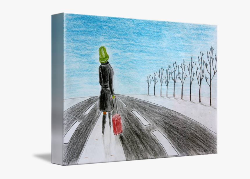 Acrylic Drawing Lonely - Visual Arts, HD Png Download, Free Download