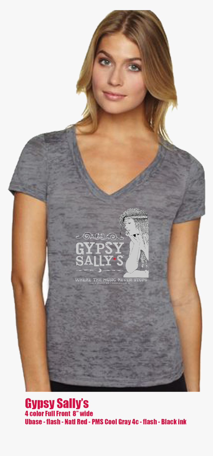 Ladies V-neck Gray Burnout - Girl, HD Png Download, Free Download