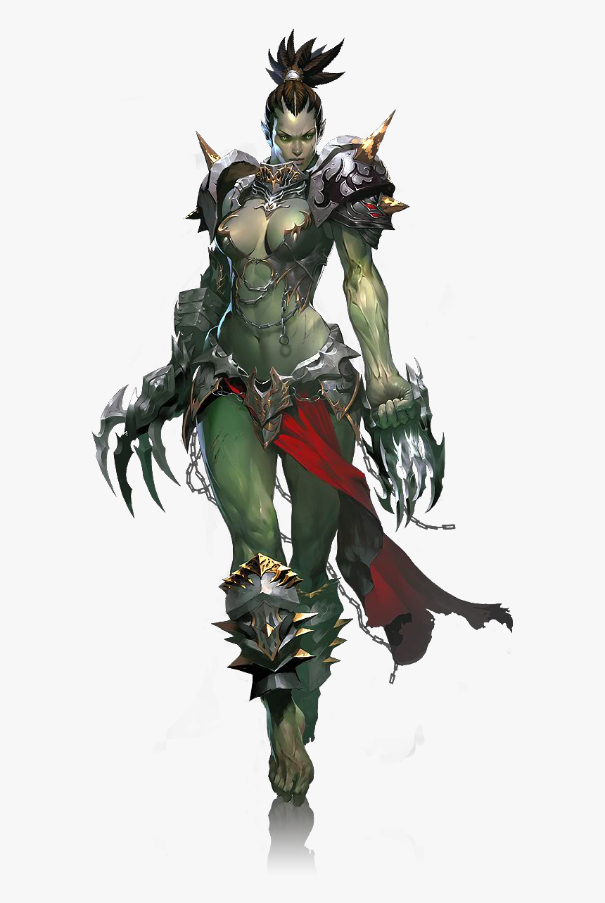 Drawing Elves Warrioress - Lineage 2 Female Orc, HD Png Download, Free Download