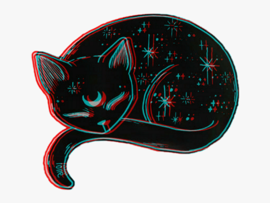 #cat #moon #tumblr #glitch #beautiful - Illustration, HD Png Download, Free Download