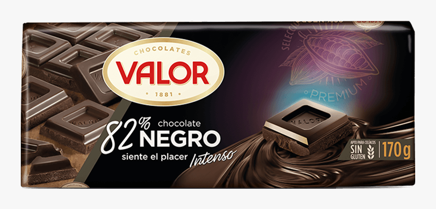 Dark Chocolate 82% Cocoa - Chocolates Valor, HD Png Download, Free Download