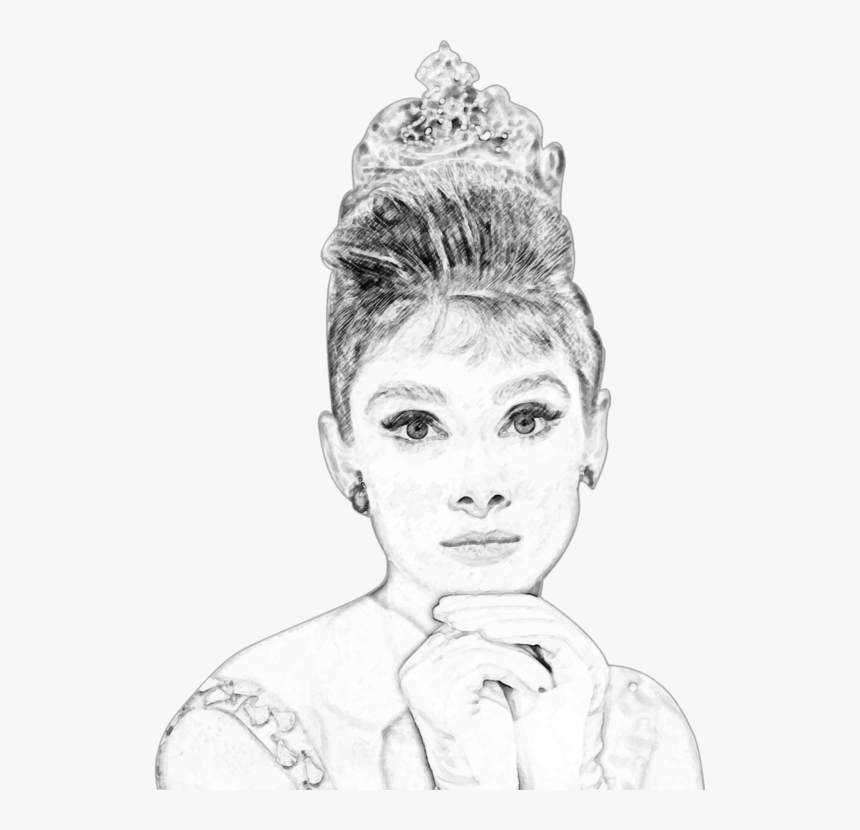 Drawing Portrait Pencil Black And White Art - Portraits Audrey Hepburn Drawing, HD Png Download, Free Download