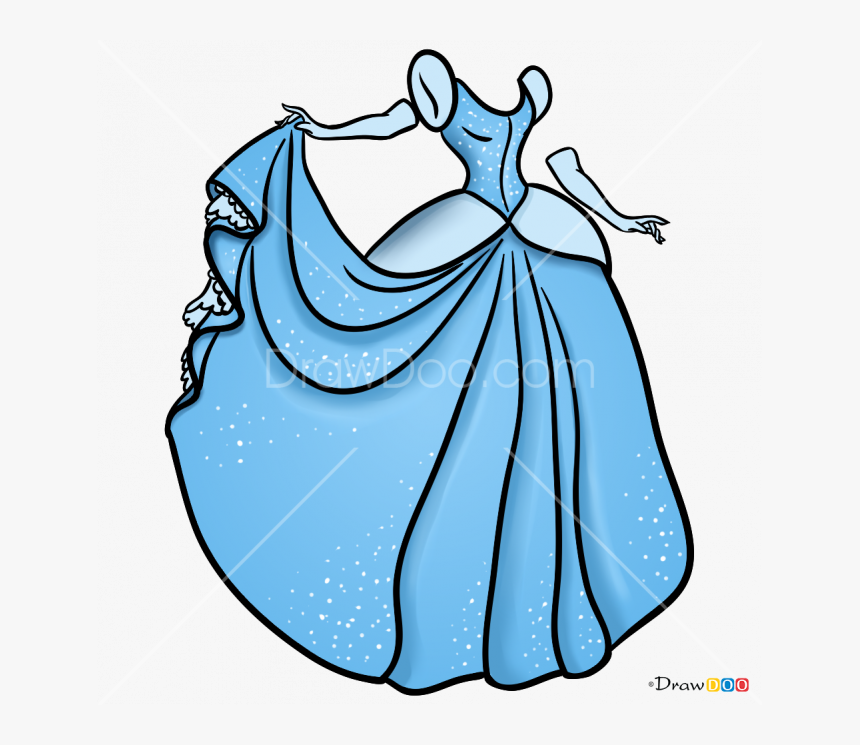 Cinderella Drawing Cindrella - Cinderella Dress Cartoon Drawing, HD Png Download, Free Download