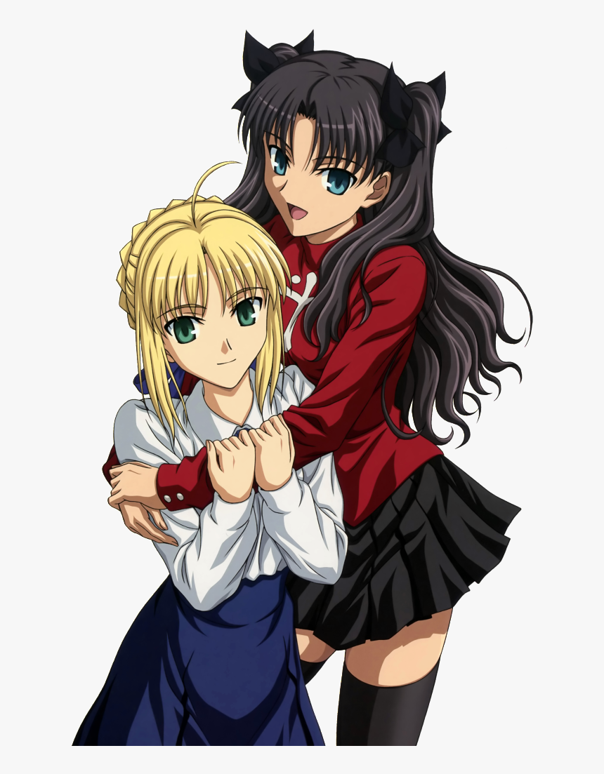 Saber And Tohsaka Rin From Fate/stay Night - Rin Tohsaka Y Saber, HD Png Download, Free Download