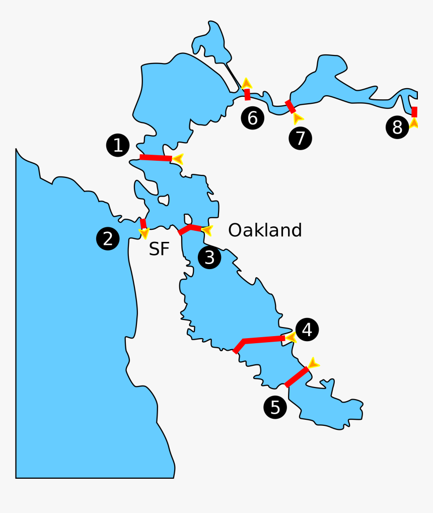 Transparent Bridge Vector Png - Sf Bay Bridges Map, Png Download, Free Download