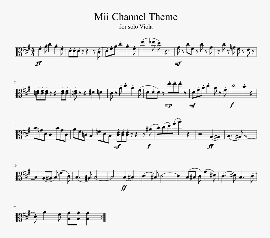 Electrificeren Vermoorden Geld rubber Mii Channel Theme - Wii Theme Song Viola, HD Png Download - kindpng