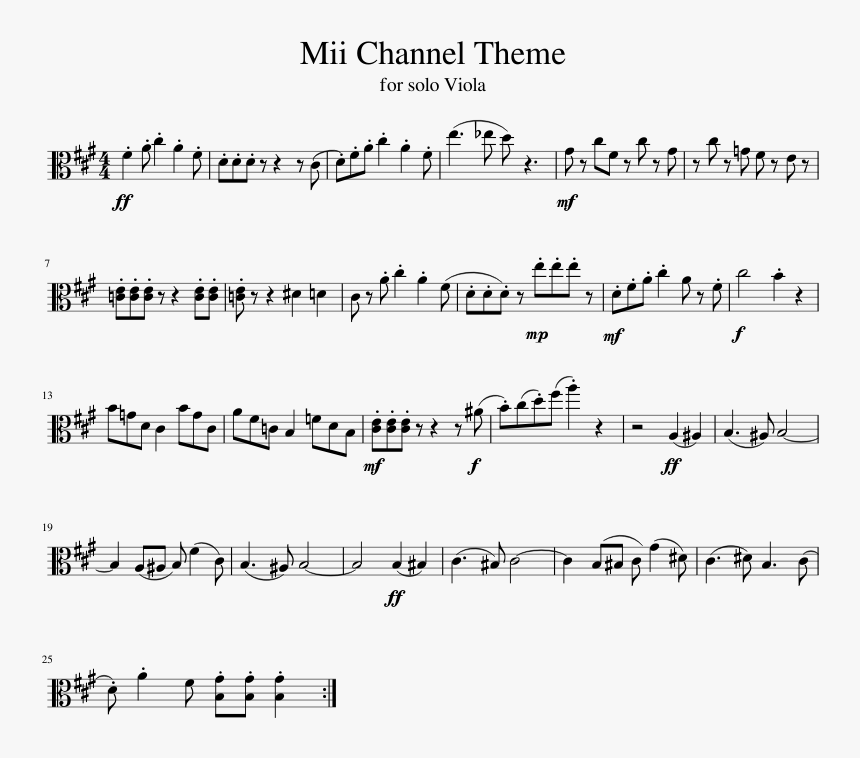 Mii Channel Theme - Wii Theme Song Viola, HD Png Download, Free Download