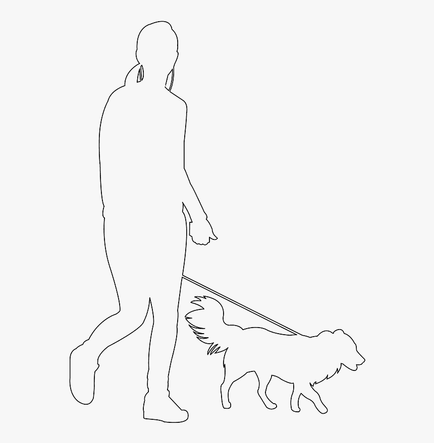 Dibujo Mujeres Paseando Perros Silueta, HD Png Download, Free Download