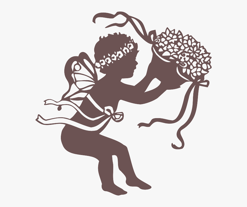 Silhouette, Flowers, Spring, Fantasy, Christmas, Santa - เทวดา Png, Transparent Png, Free Download