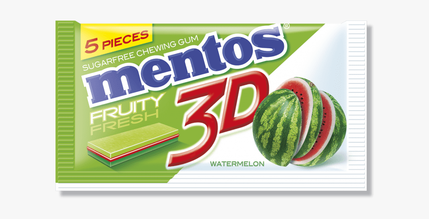 Mentos Gum 3d Watermelon 5p - Mentos 3d Chewing Gum Watermelon, HD Png Download, Free Download