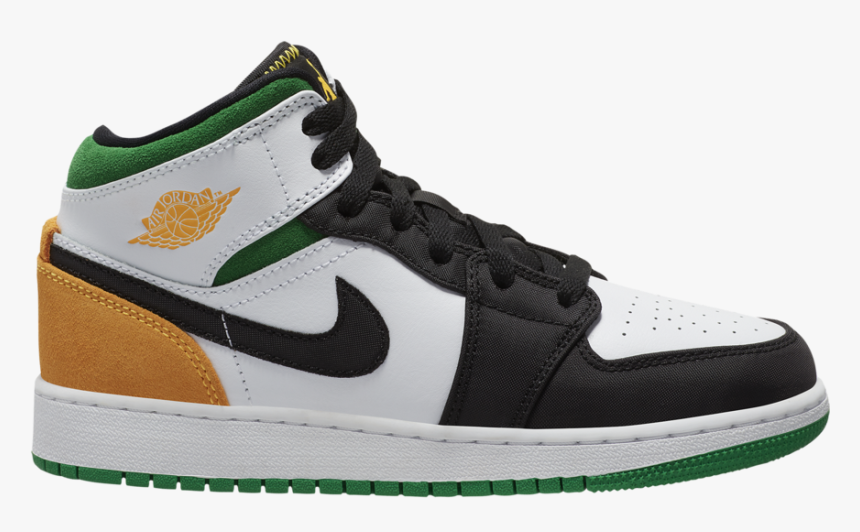 Air Jordan 1 Mid Se Lucky Green Laser Orange Bq6931-101 - Air Jordan 1 Satin Snake, HD Png Download, Free Download