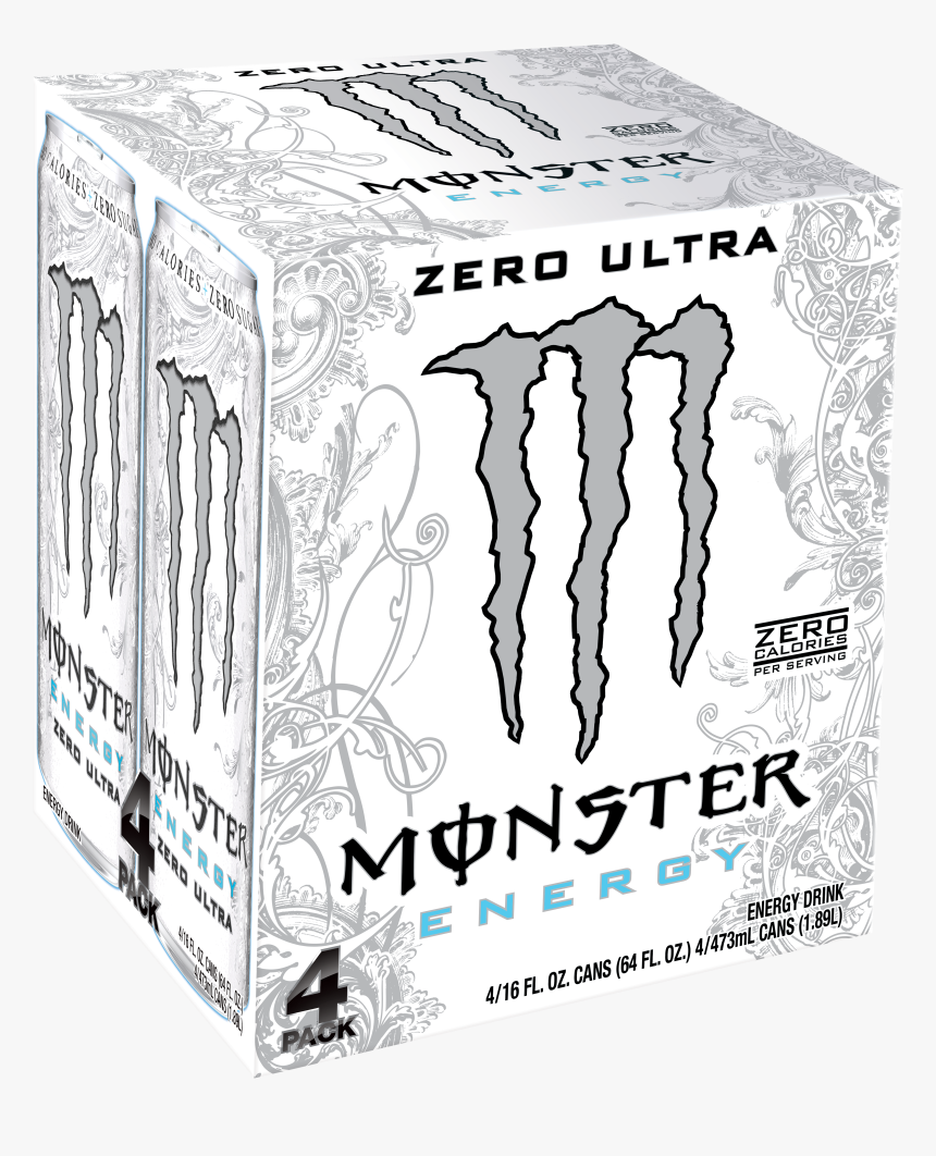 Monster Ultra Energy Drink, Zero, 16 Fl Oz, 4 Count - Monster Energy Zero Ultra Box, HD Png Download, Free Download