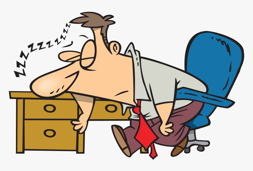 Clipart Exhausted Man Dozing At His Desk - Tired Clipart, HD Png Download, Free Download