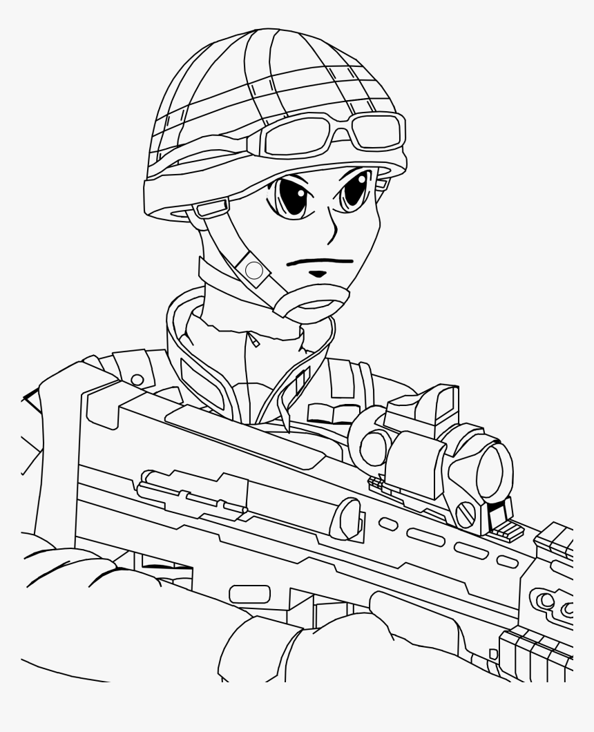 British Soldier Manga Art - Soldier In Drawing Line, HD Png Download, Free Download