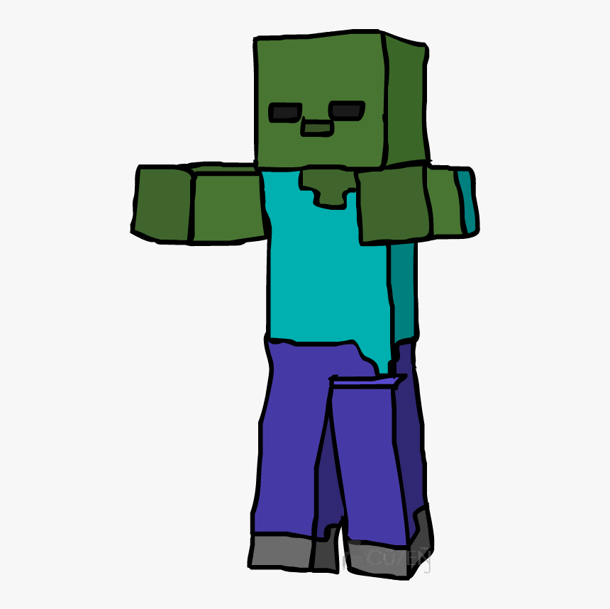 Drawn Sleleton Png Minecraft - Easy Minecraft Zombie Drawing, Transparent Png, Free Download