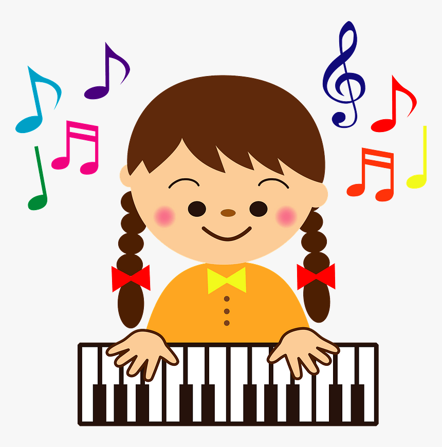 Дете момиче свири на пиано Clipart - StДете момиче свири на пиано Clipart - St  
