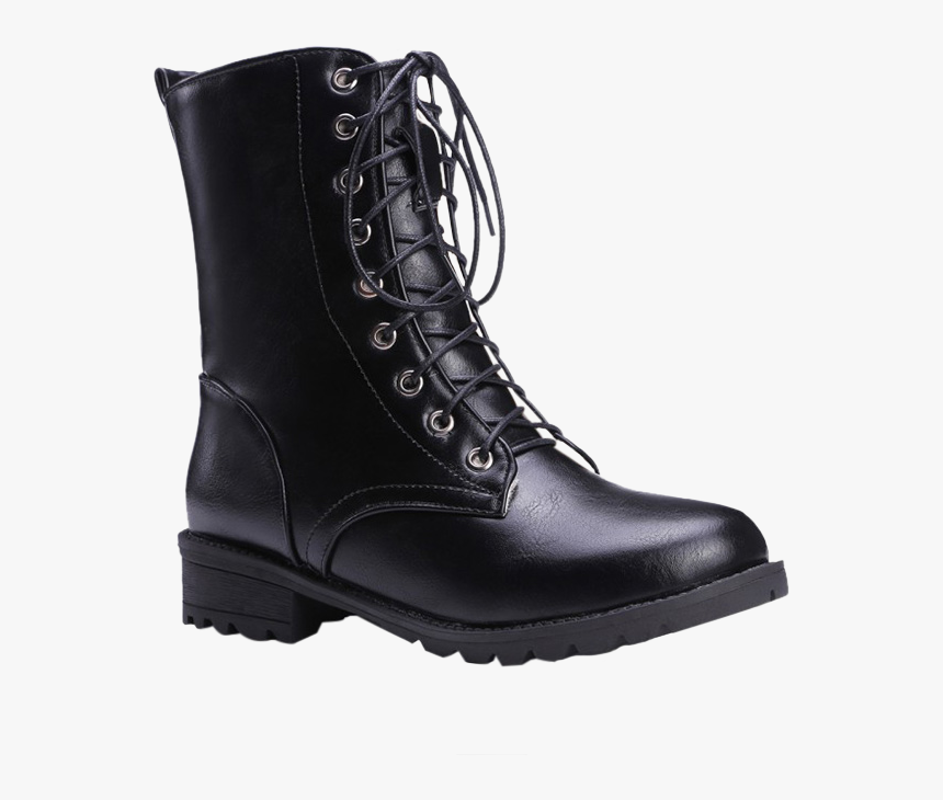 Stylish Black And Lace-up Design Women"s Combat Boots - Work Boots, HD Png Download, Free Download