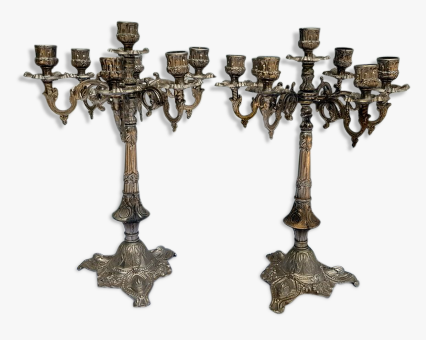 Pair Of Candelabra 7 Candles - Antique, HD Png Download, Free Download