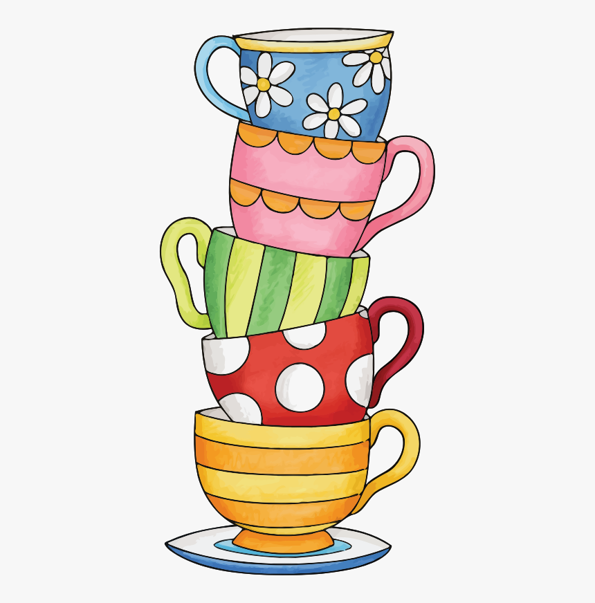 Stack Of Cups - Tea Cups Stacked Clipart, HD Png Download, Free Download