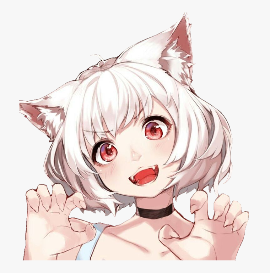 #nekokawaii #nekogirl #animegirl #animekawaiigirl #sticker - Cat Anime Girl With Fangs, HD Png Download, Free Download