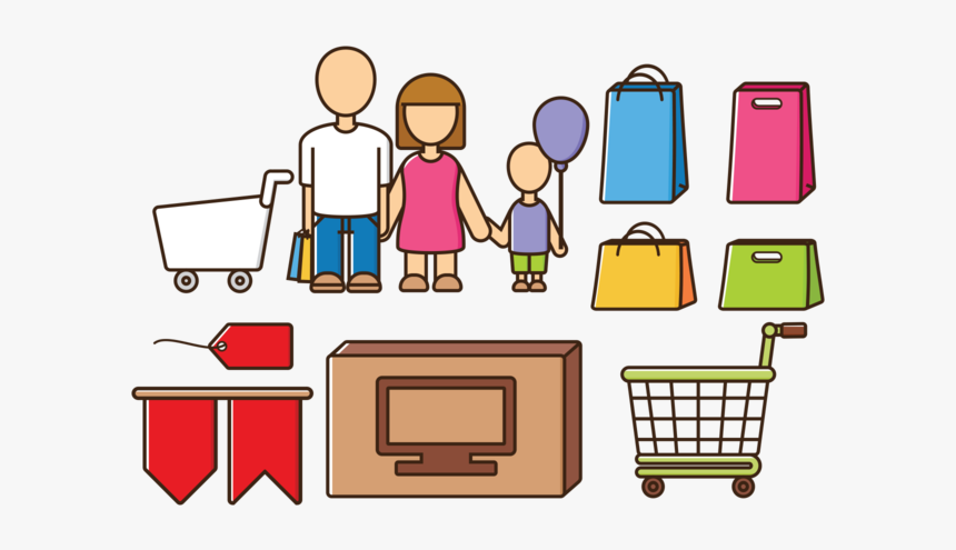 Family Shopping Vectors - Family Shopping Vector, HD Png Download, Free Download