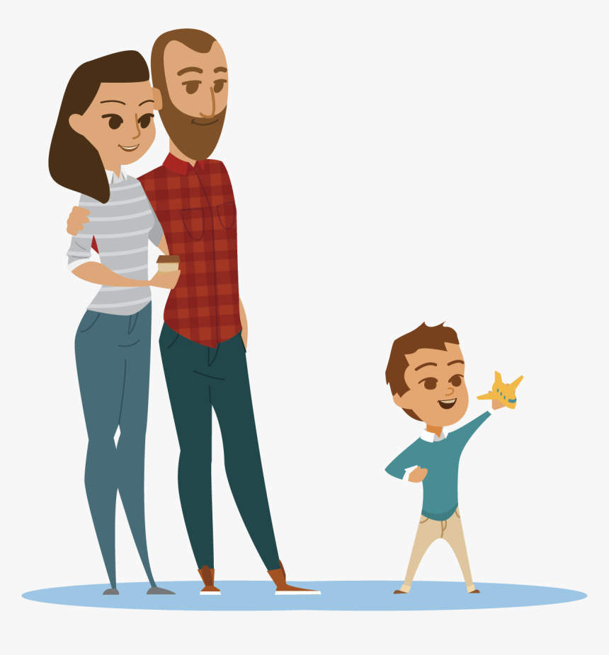 Cartoon Family Flat Design Animation - Cartoon Parents Png, Transparent