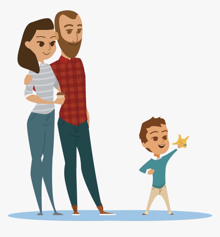 Cartoon Family Flat Design Animation - Cartoon Parents Png, Transparent Png, Free Download