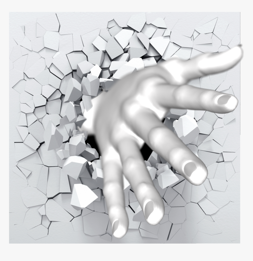 #wall #break #hand #3d #reach - Broken Hole Stone Png, Transparent Png, Free Download