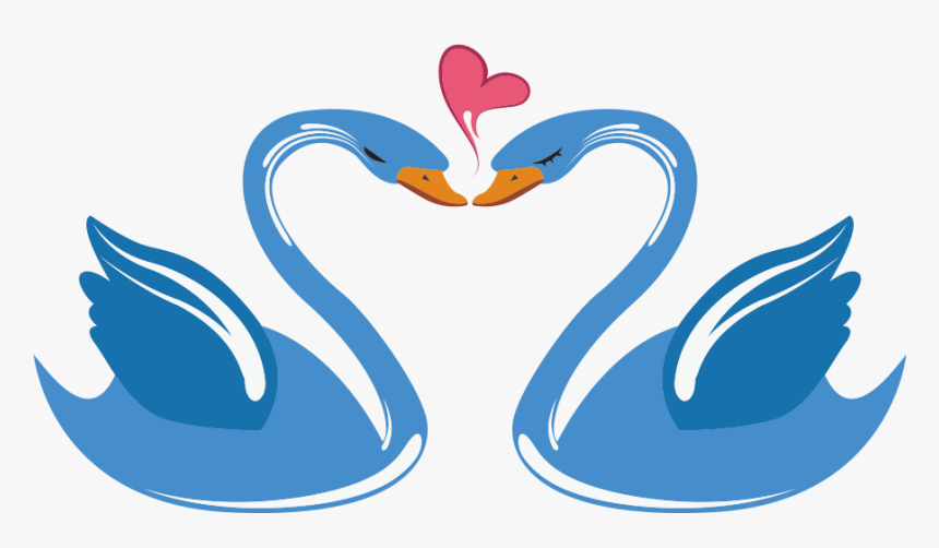 Swan Love Cartoon - Pink Swan Heart Cartoon, HD Png Download, Free Download