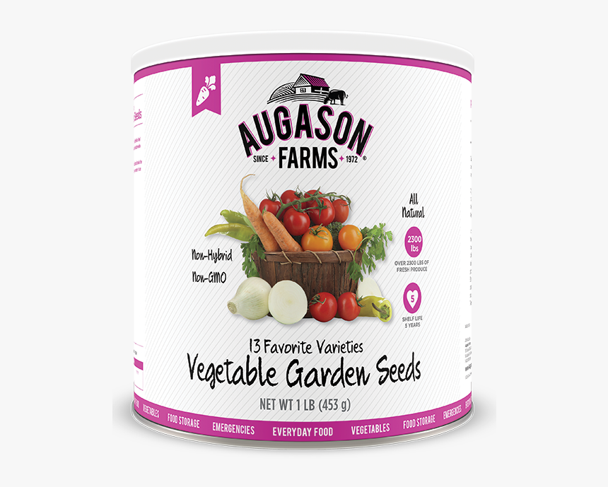 Augason Farms® Vegetable Garden Seeds Can - Vegetables Garden Seeds, HD Png Download, Free Download
