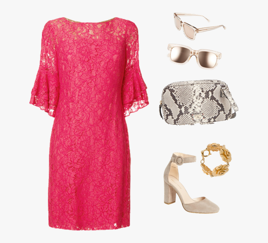 Hot Pink Lace - Day Dress, HD Png Download, Free Download